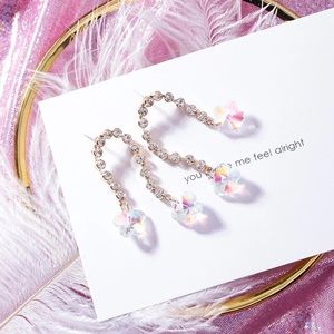 Acrylic Flower Gold Zircon Drop Earrings!